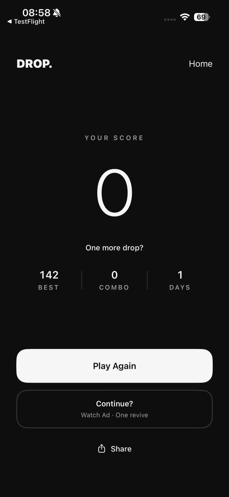 DROP home screen