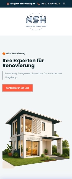 Old NSH Renovierung website, mobile (before)